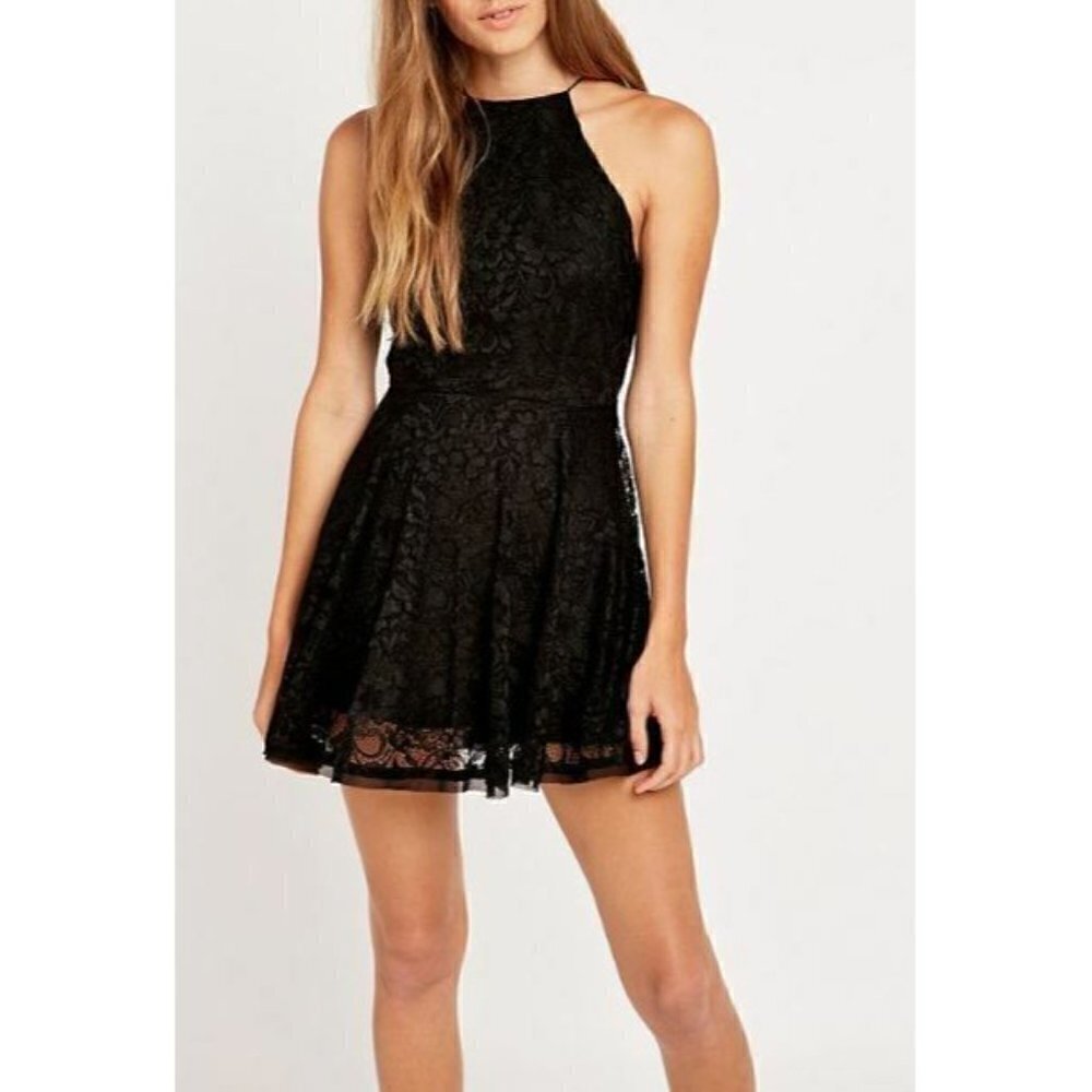 Urban Outfitters Kimchi Blue Womens Small Black Lorraine Dress Lace High Neck